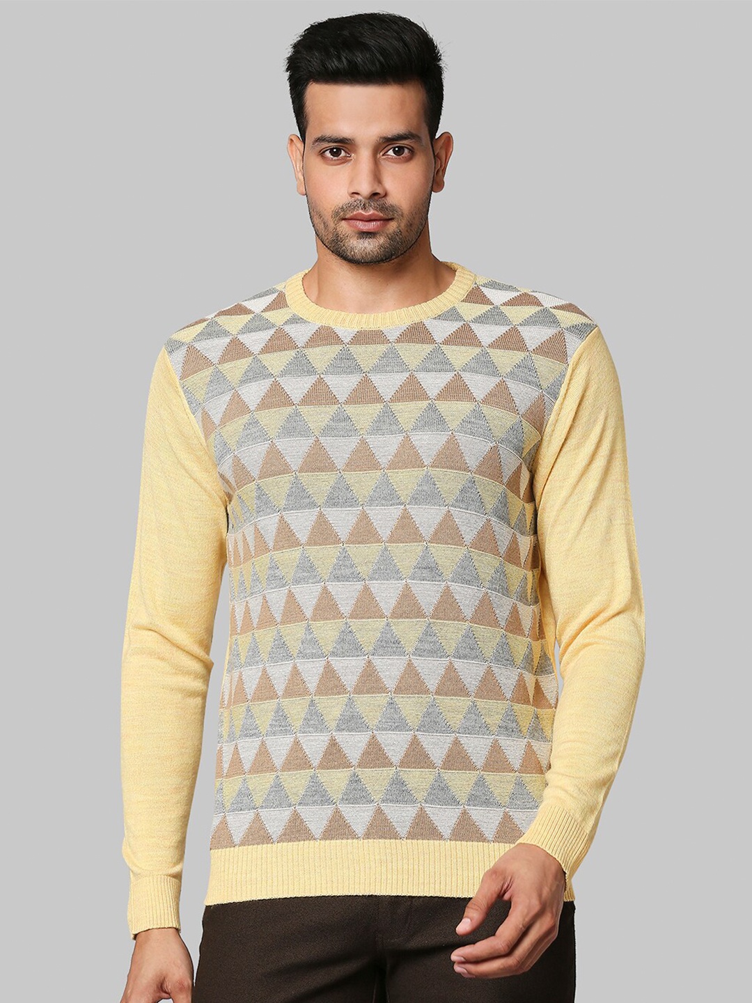 

Raymond Men Yellow & Grey Pullover