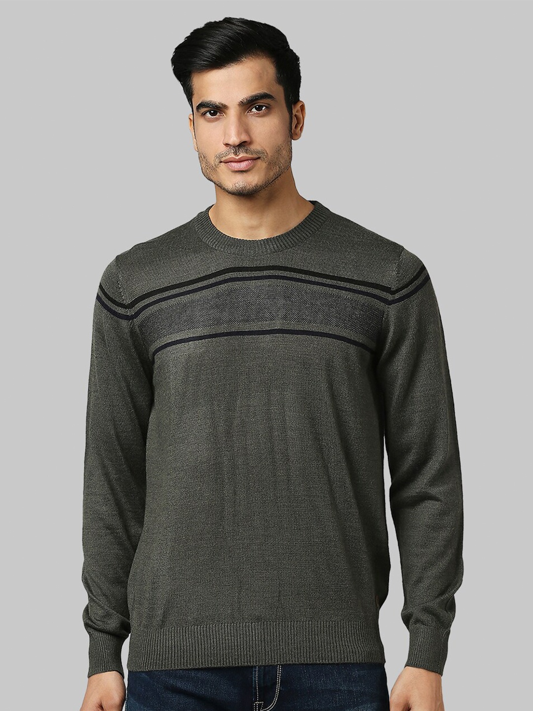 

Raymond Men Green & Black Striped Pullover