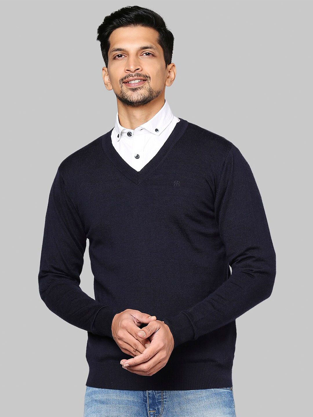 

Raymond Men Navy Blue Woolen Pullover