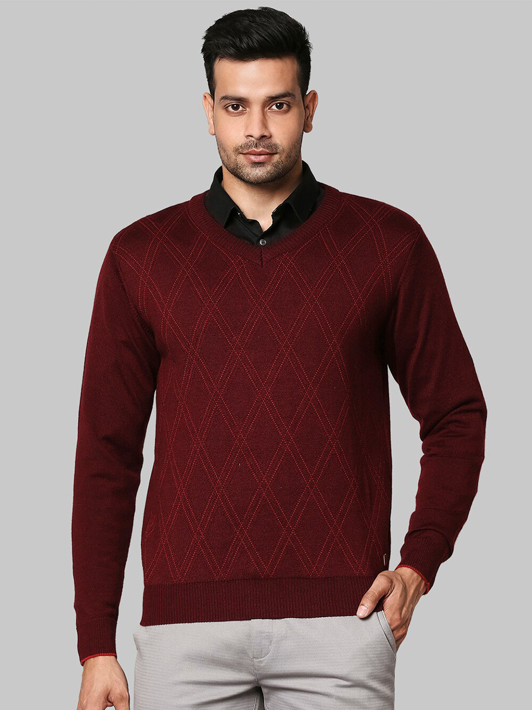 

Raymond Men Maroon Pullover Sweater