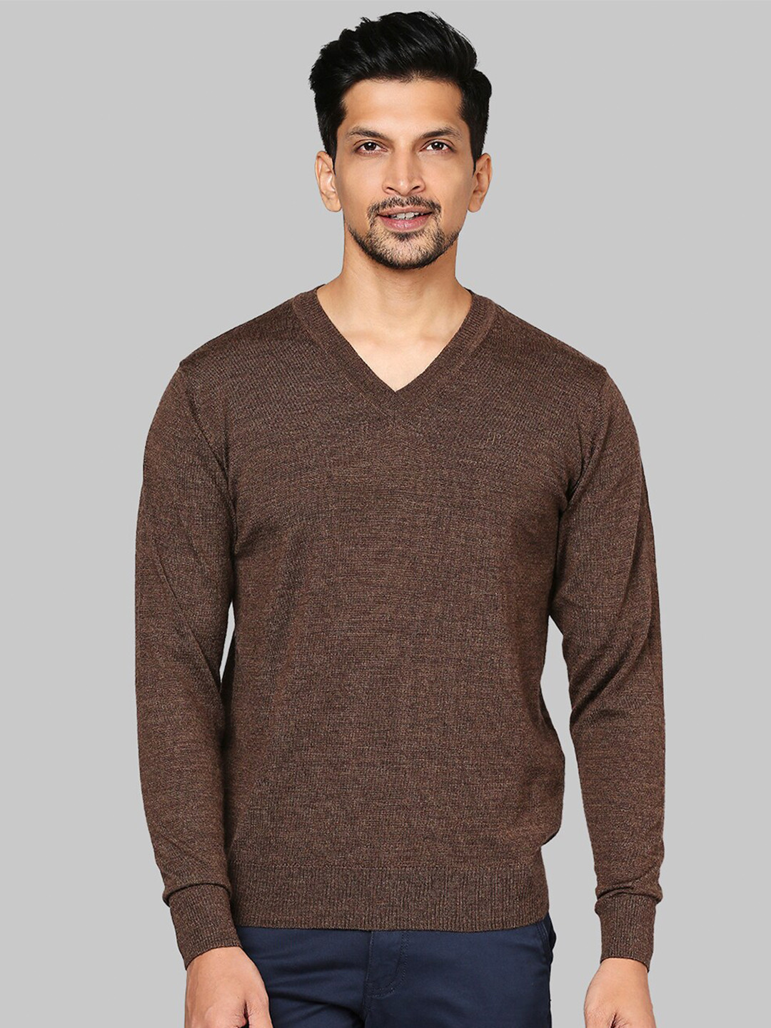 

Raymond Men Brown Woolen Pullover Sweater