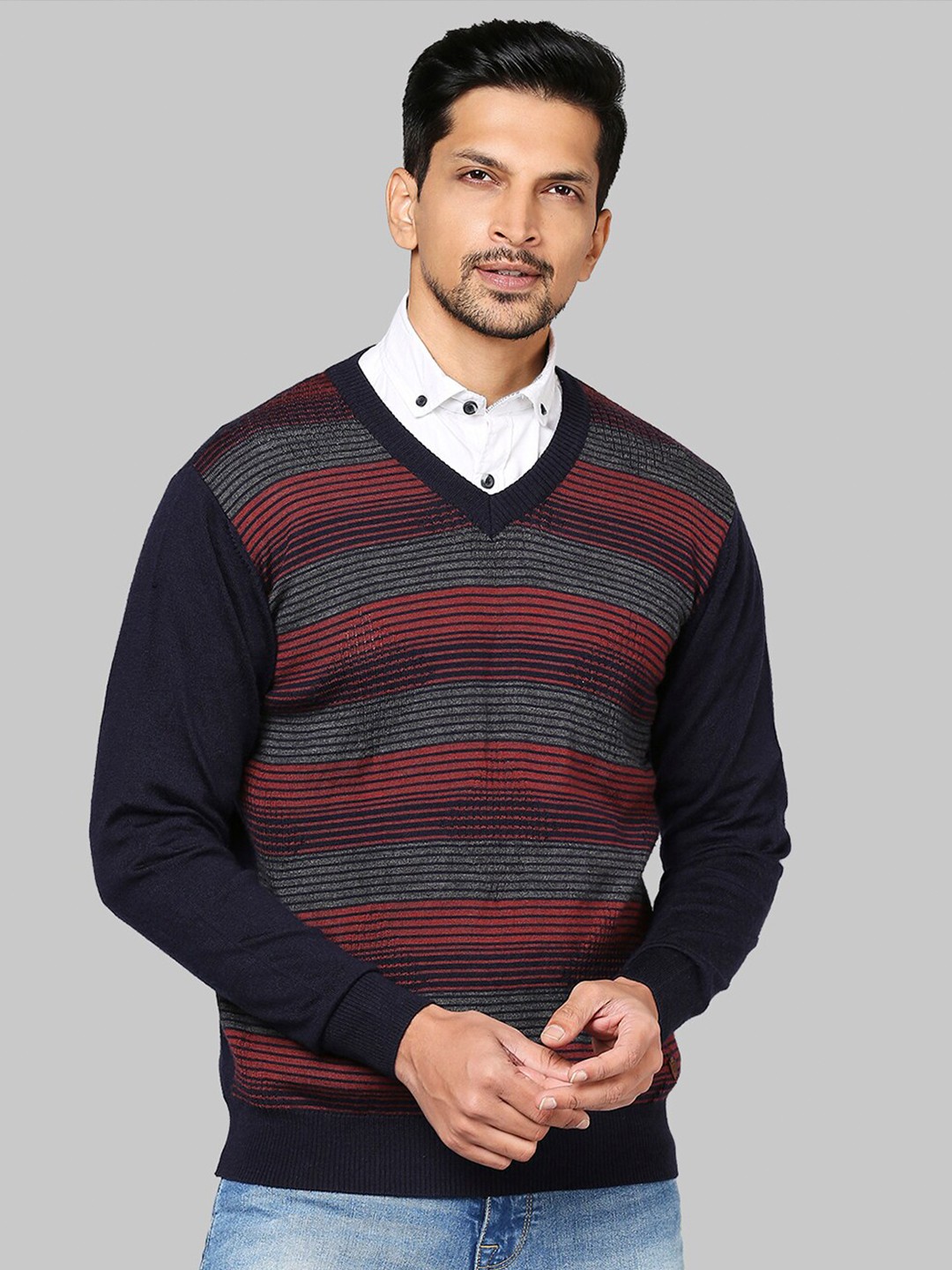 

Raymond Men Blue Striped Pullover
