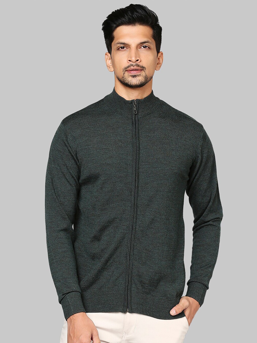 

Raymond Men Green Solid Cardigan