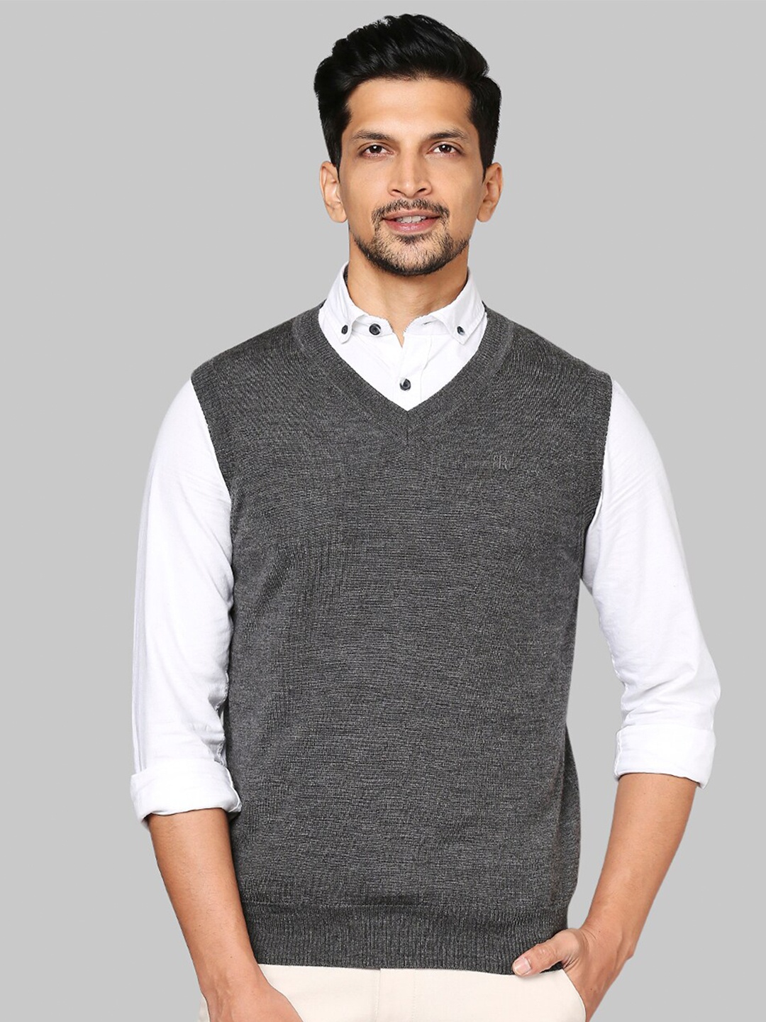 

Raymond Men Grey Woolen Sweater Vest