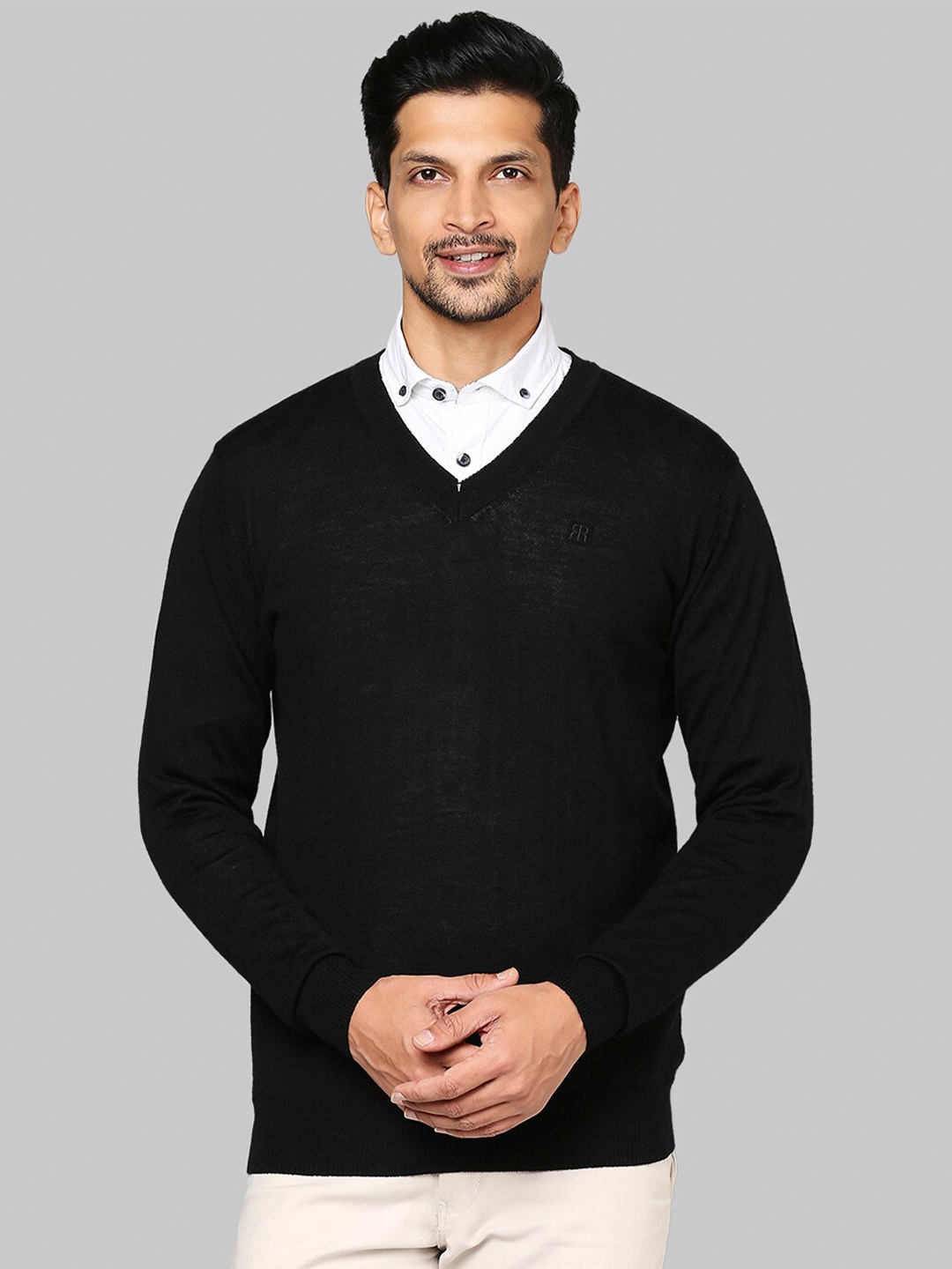

Raymond Men Black Solid Pullover