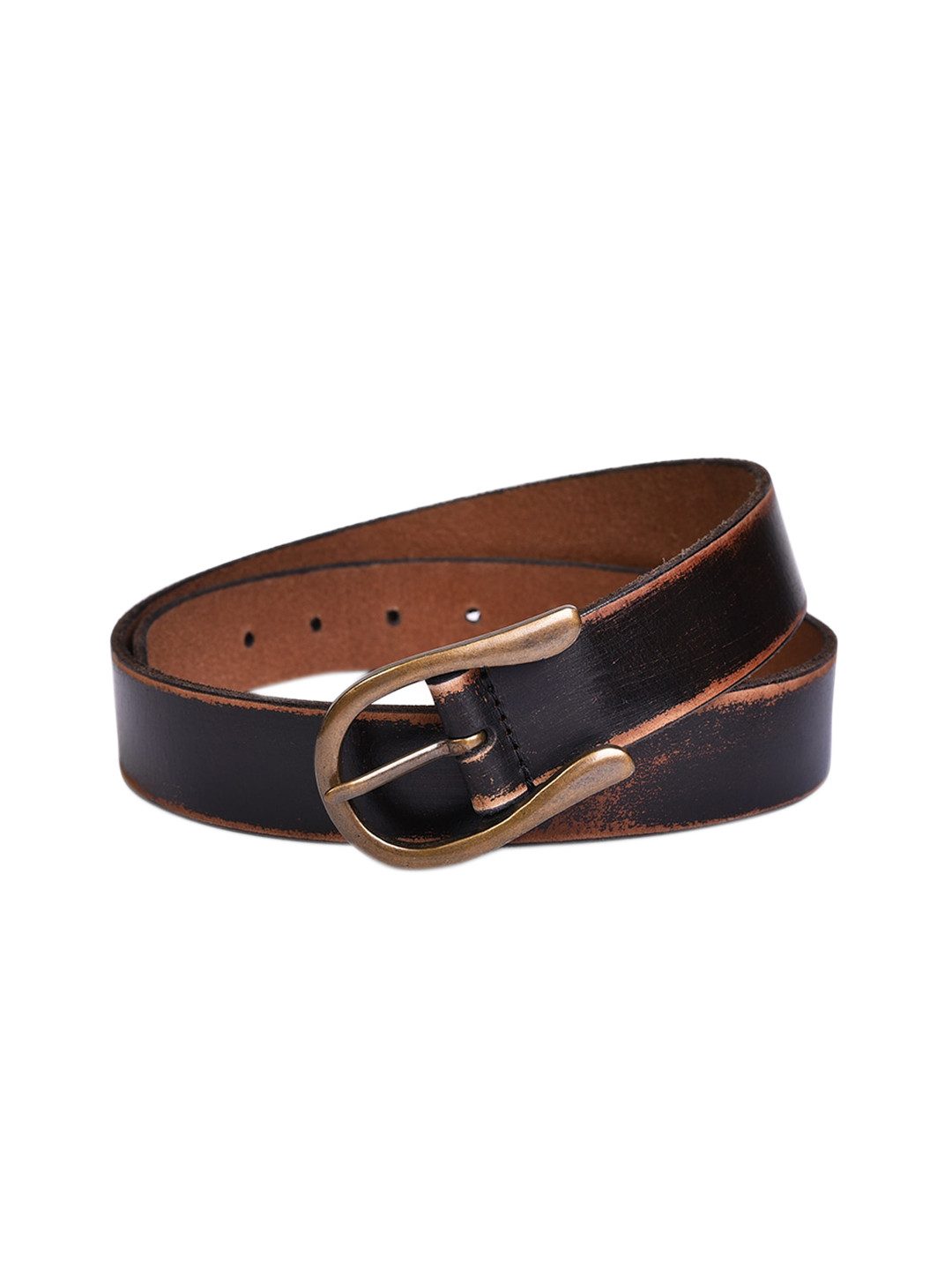 

Belwaba Men Textured Leather Belt, Brown