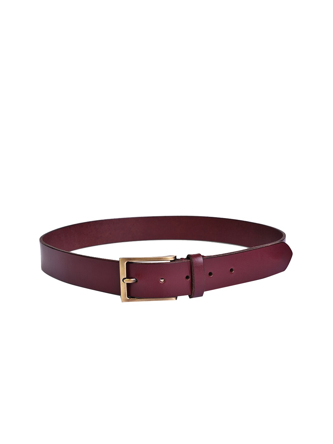 

Belwaba Men Textured Leather Belt, Burgundy