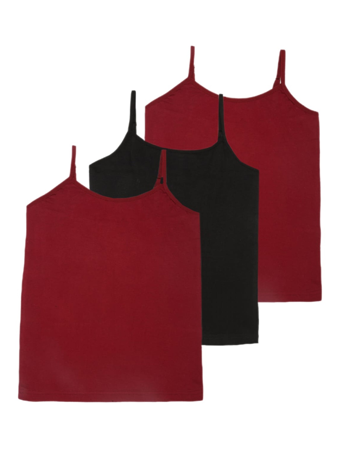 

MTB Girls Pack Of 3 Solid Camisoles, Maroon