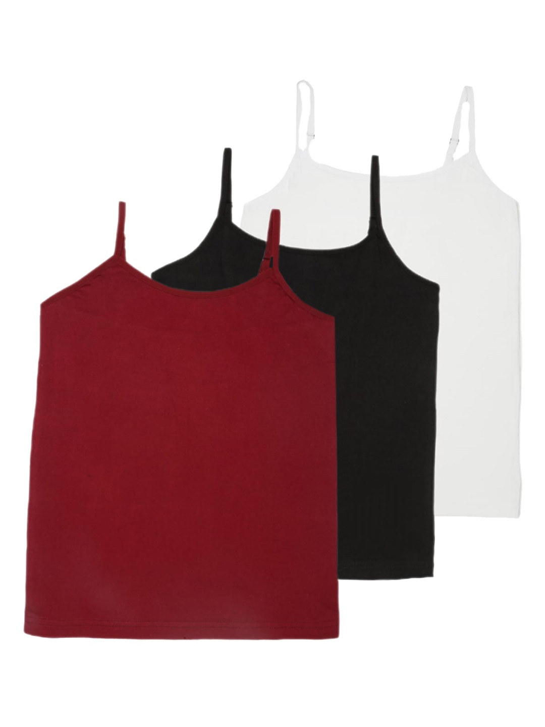 

MTB Girls Pack of 3 Maroon & Black Solid Camisoles
