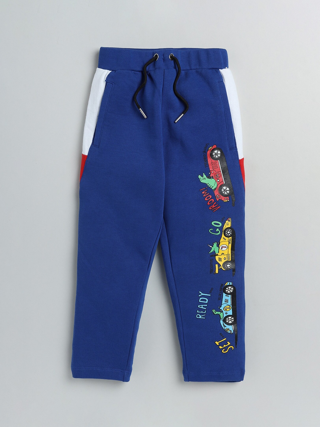 YK Boys Navy-Blue & Red Printed Cotton Track Pant