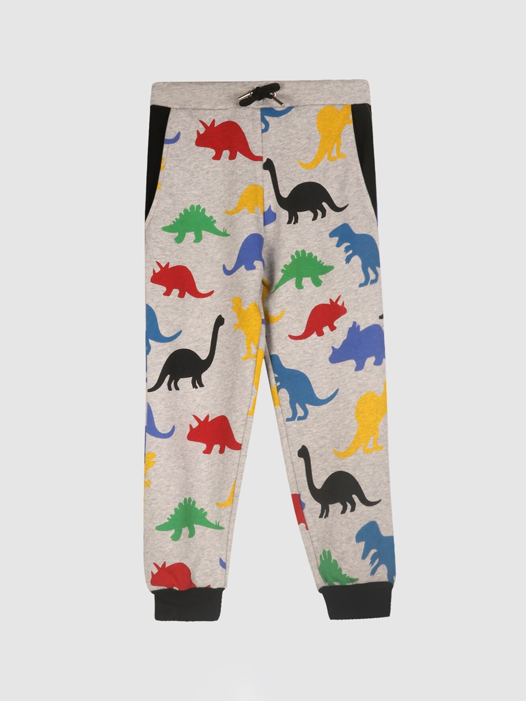 

YK Boys Grey Multicolour All Over Dinosaur Printed Joggers