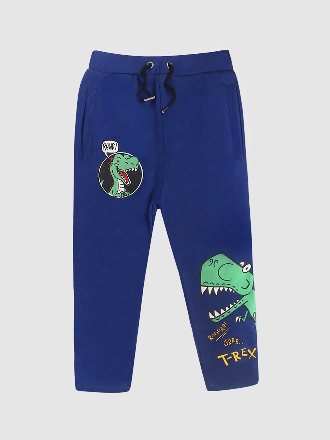 

YK Boys Blue Graphic printed Cotton Track Pants