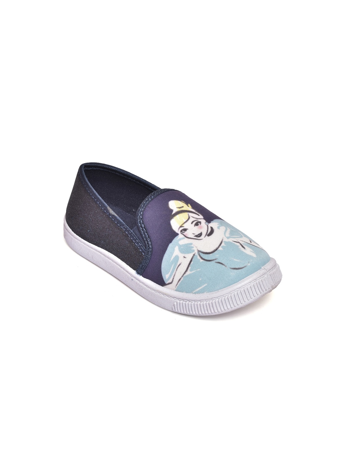 

toothless Girls Navy Blue Disney Princess Woven Design Loafers