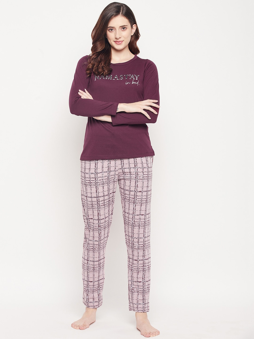 

MADAME M SECRET Women Purple & Pink Printed Night suit