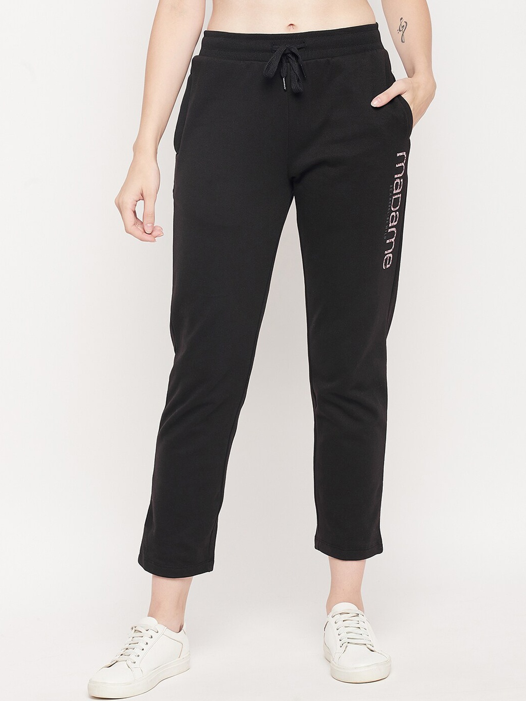 

MADAME M SECRET Women Black Solid Drawstring Lounge Pants