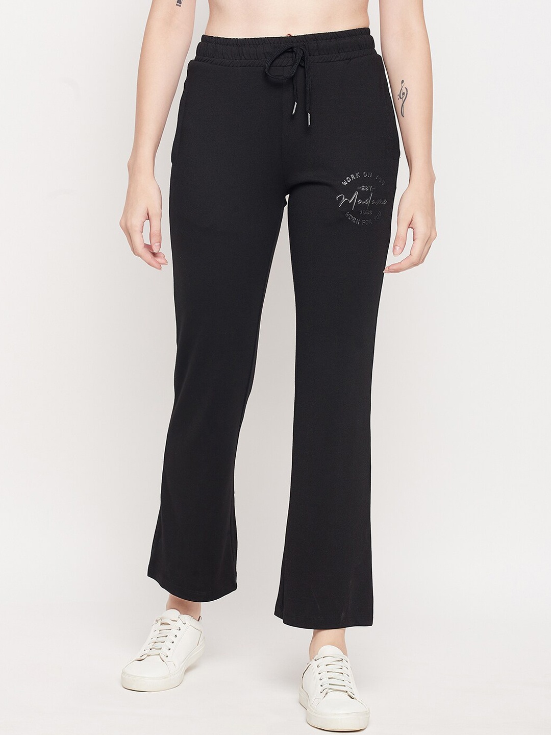 

MADAME M SECRET Women Black Solid Drawstring Lounge Pants