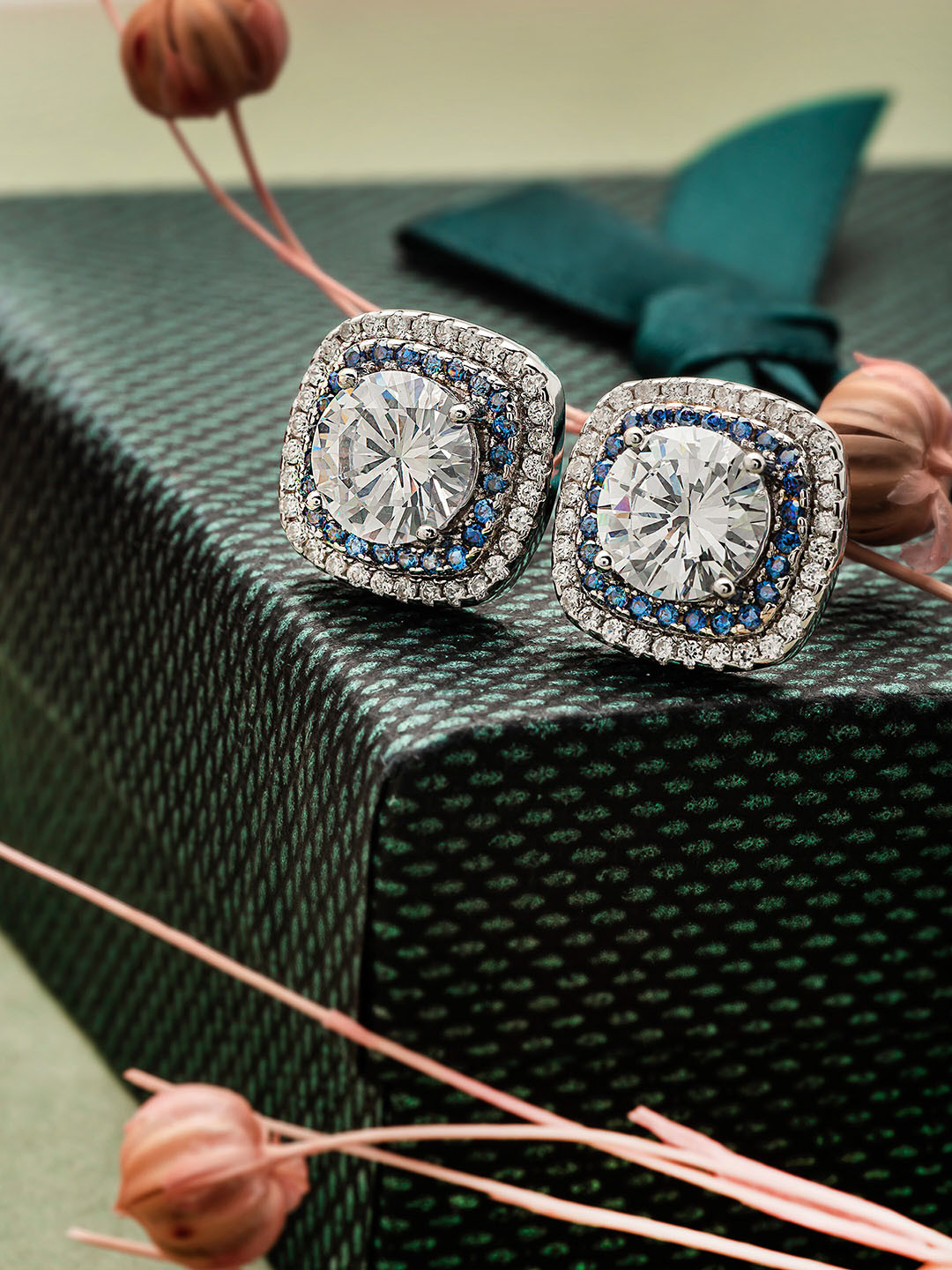 

SILBERRY Silver-Toned Contemporary Studs Earrings