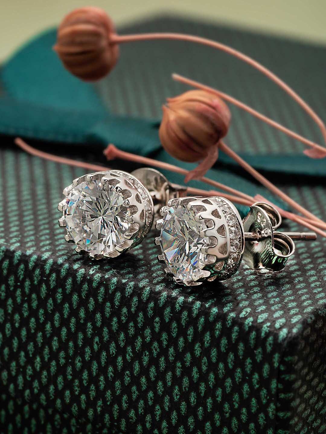 

SILBERRY Silver-Toned Contemporary Studs Earrings