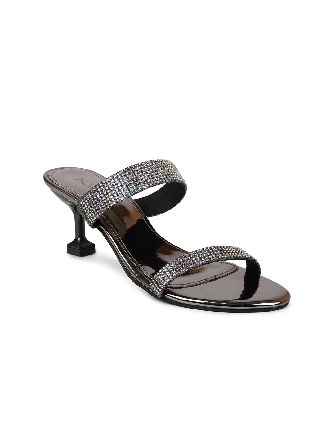 

Inc 5 Women Gunmetal-Toned Embellished Ethnic Open Toe Flats, Metallic