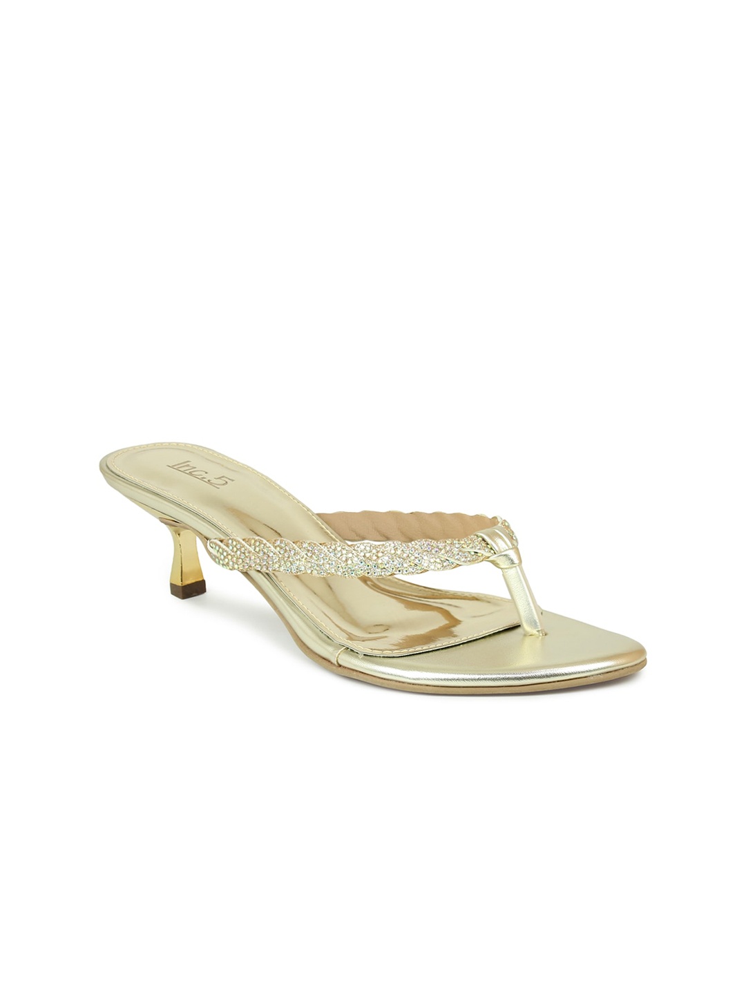 

Inc 5 Women Gold-Toned Ethnic T-Strap Flats