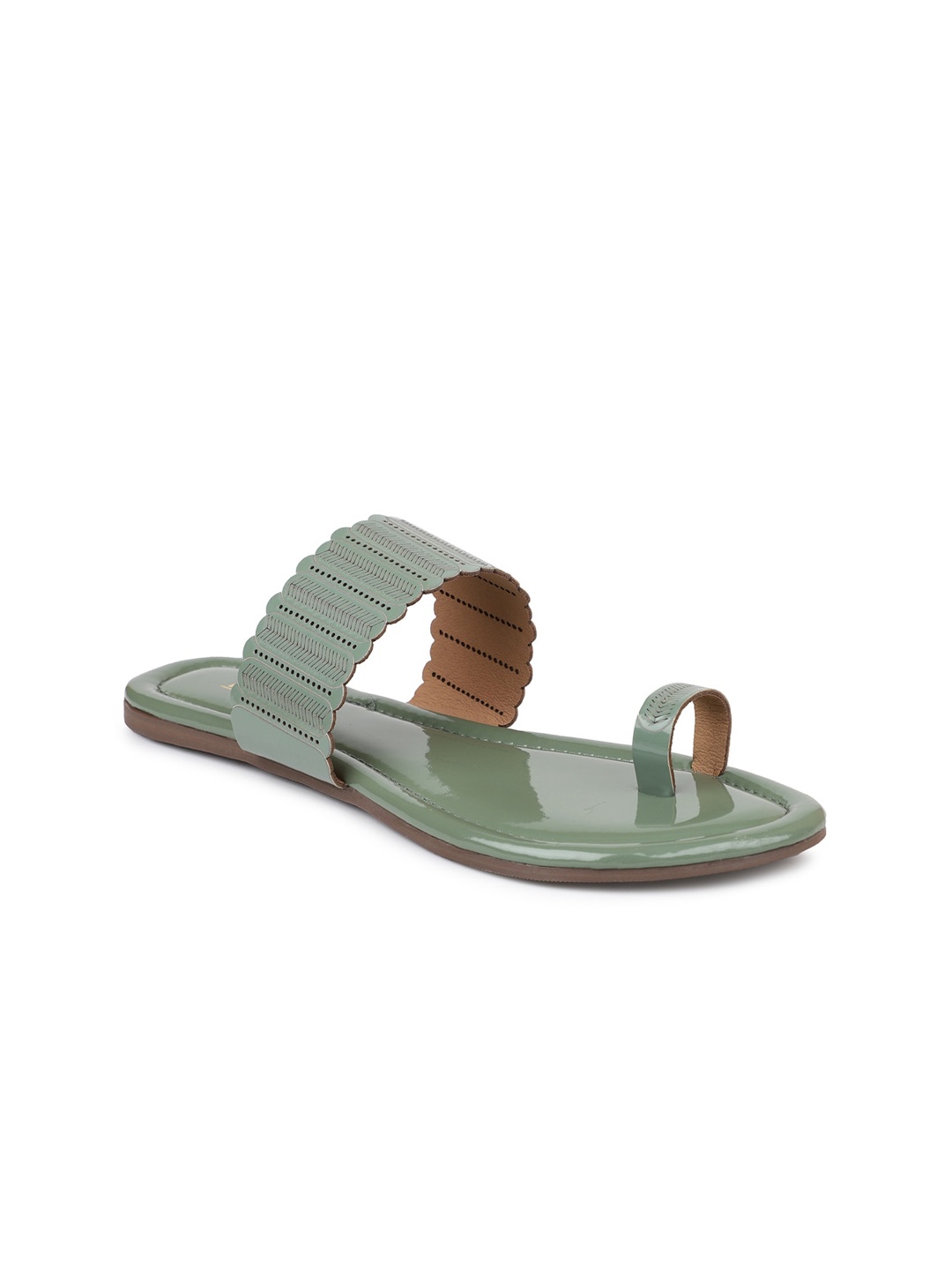 

Inc 5 Women Green Striped Party One Toe Flats