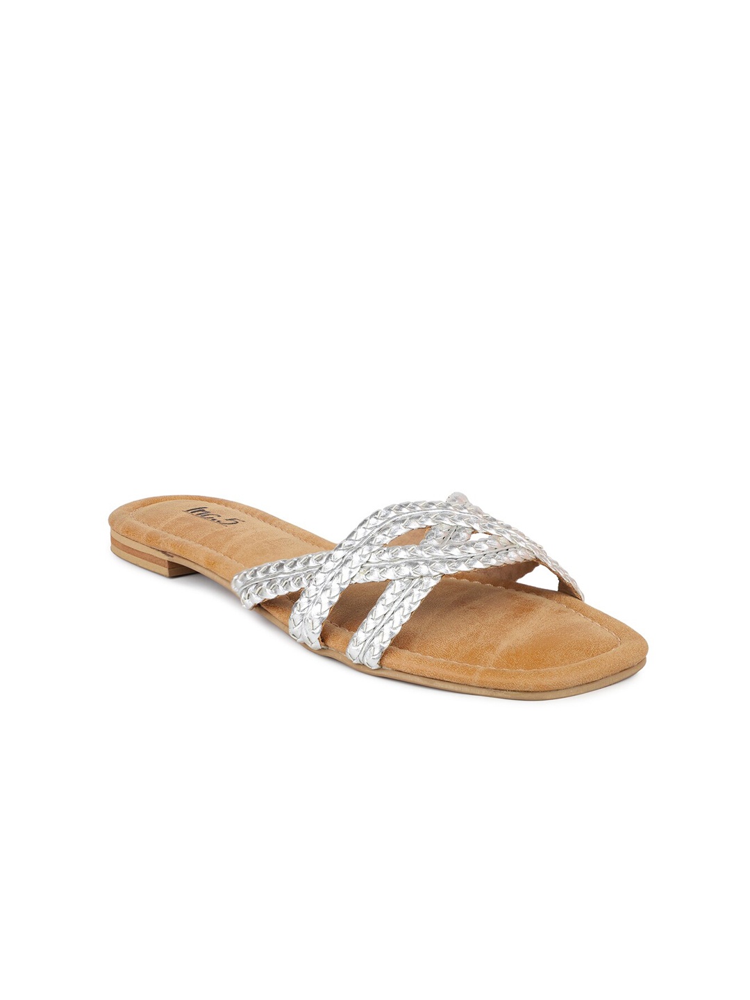 

Inc 5 Women Silver-Toned Open Toe Flats