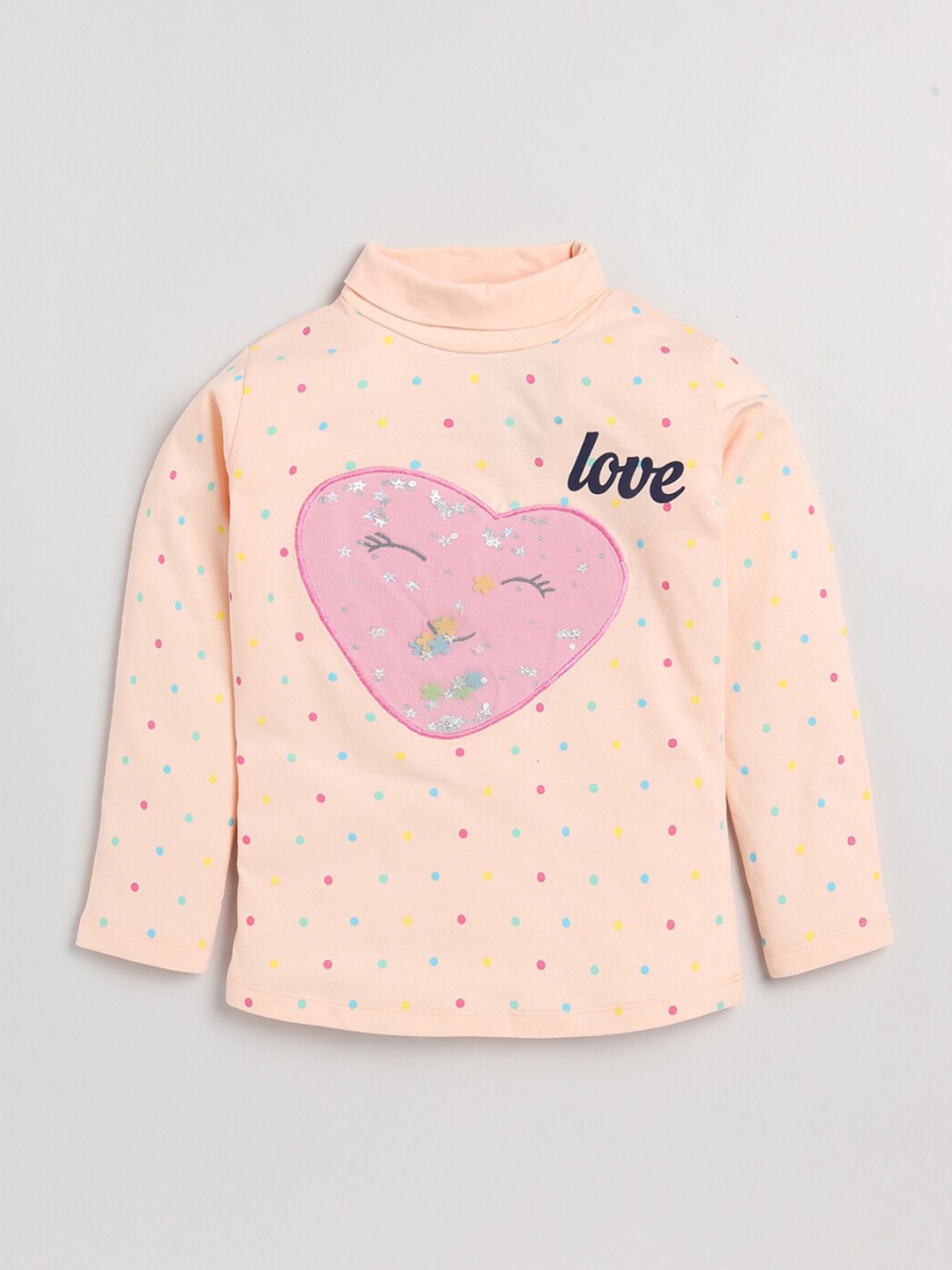 

Nottie Planet Girls Peach-Coloured Printed T-shirt