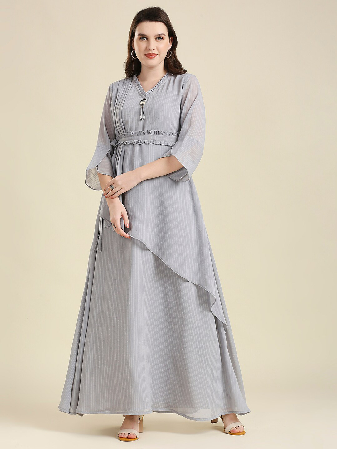 

MADHURAM Grey Layered Maxi Dress