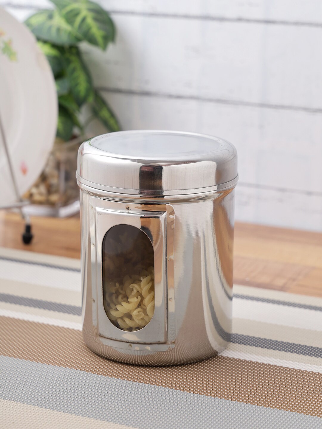 

Abode Set of 6 Silver-Colored Solid Stainless Steel See Through Storage Jars