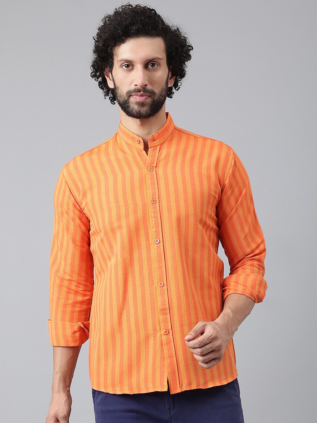 

RIAG Men Striped Casual Shirt, Orange