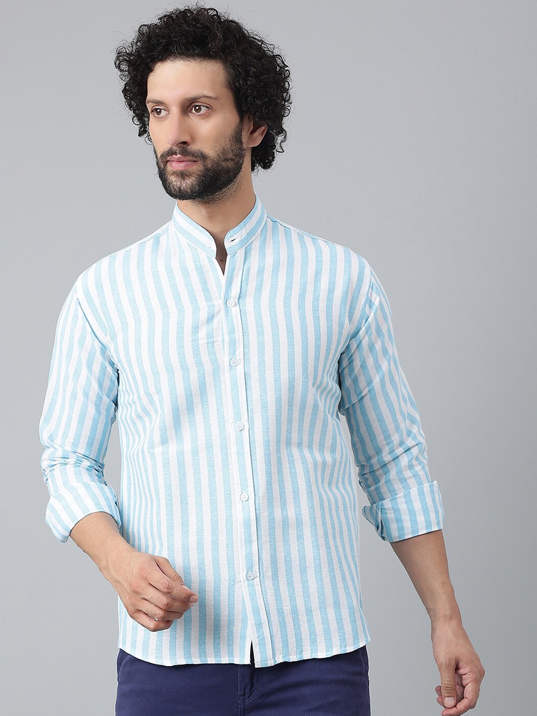

RIAG Men Striped Casual Shirt, Blue