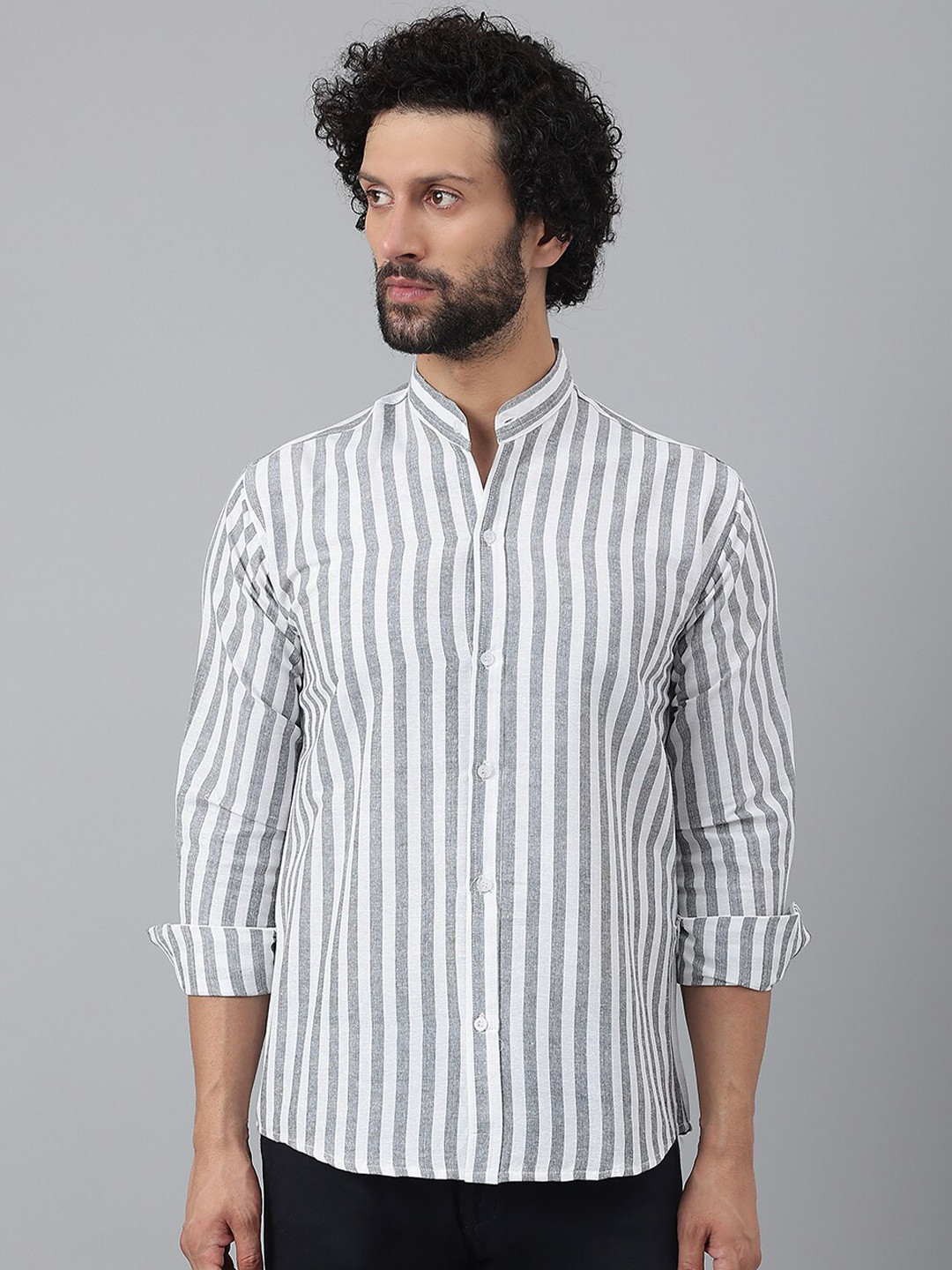 

RIAG Men Striped Casual Shirt, Grey