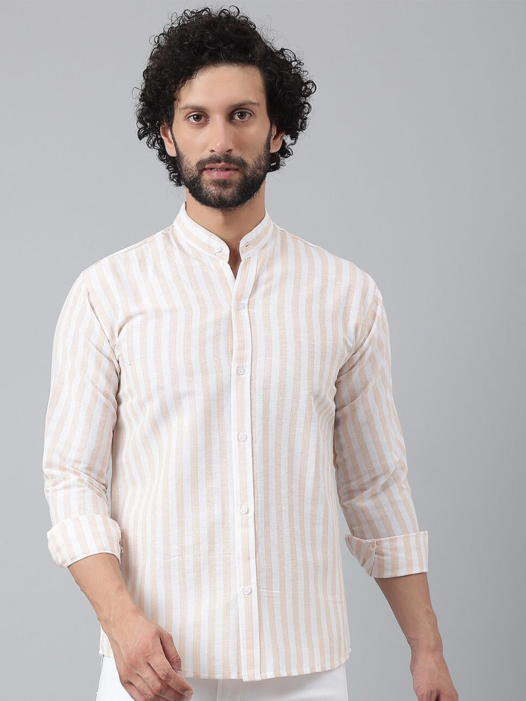 

RIAG Men Striped Casual Shirt, Beige