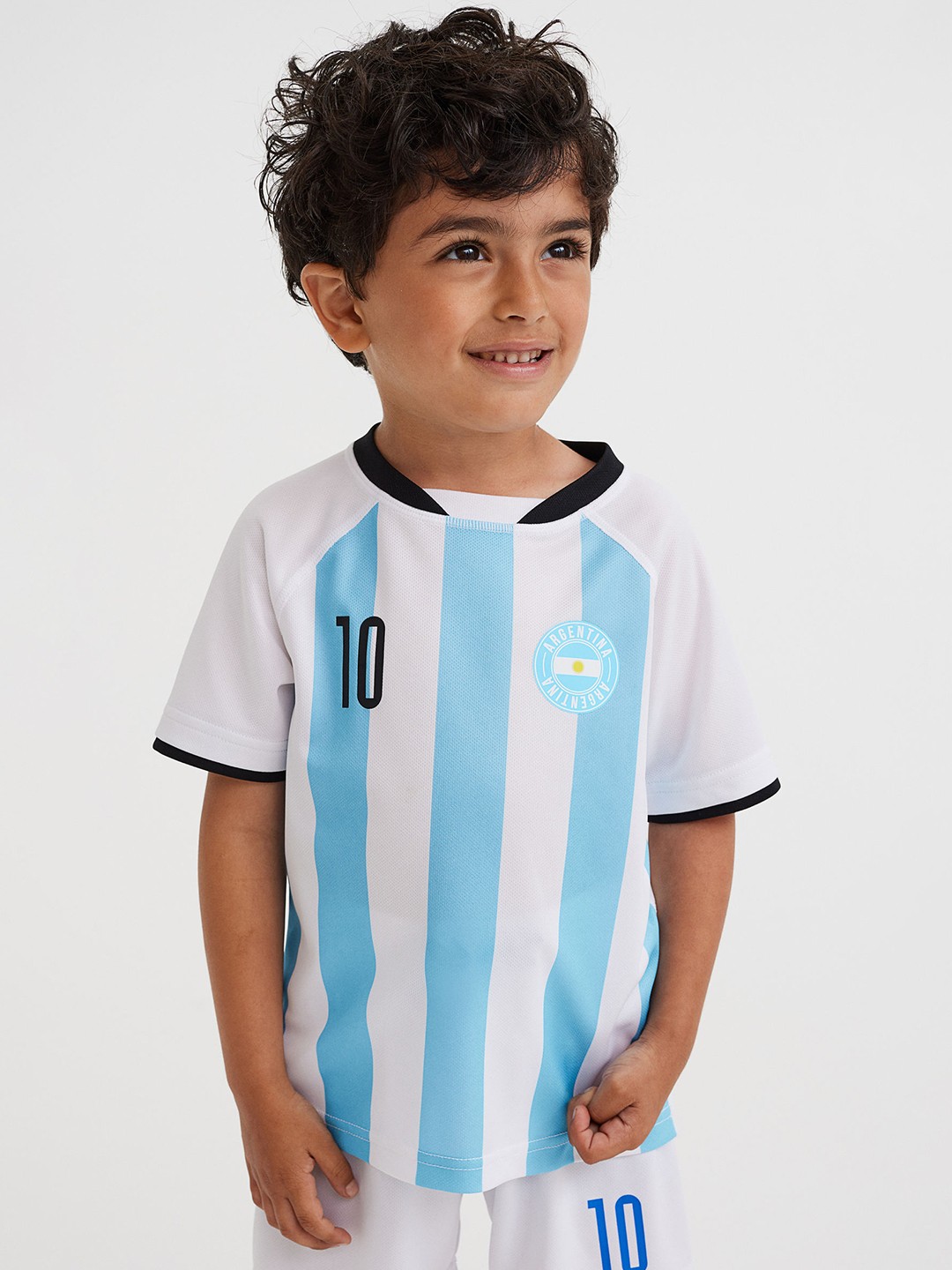 

H&M Girls White & Turquoise Blue Football Shirt