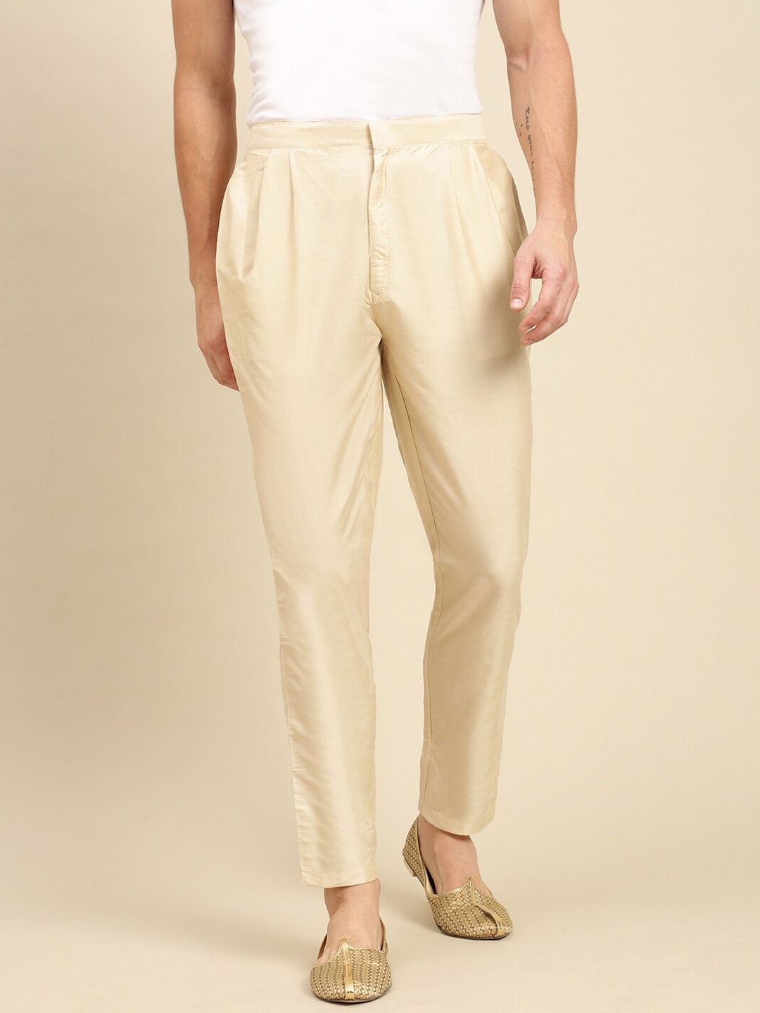 

Sanwara Men Solid Beige Pyjamas
