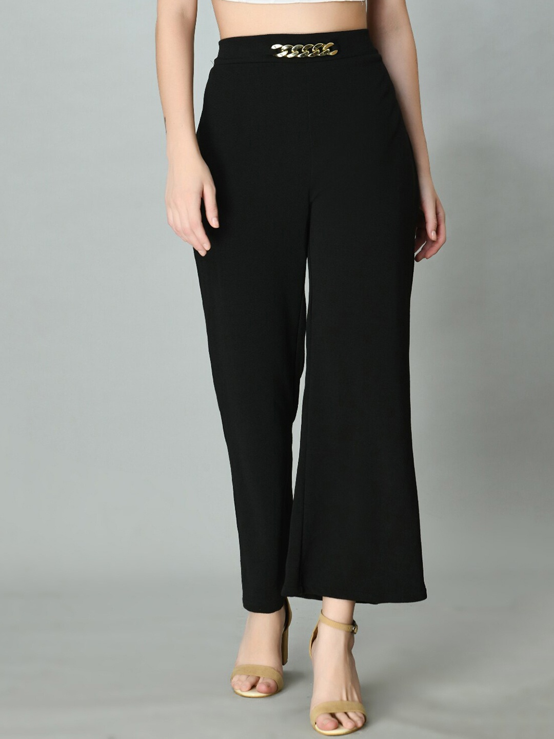

IUGA Women Black Relaxed Straight Leg Trousers