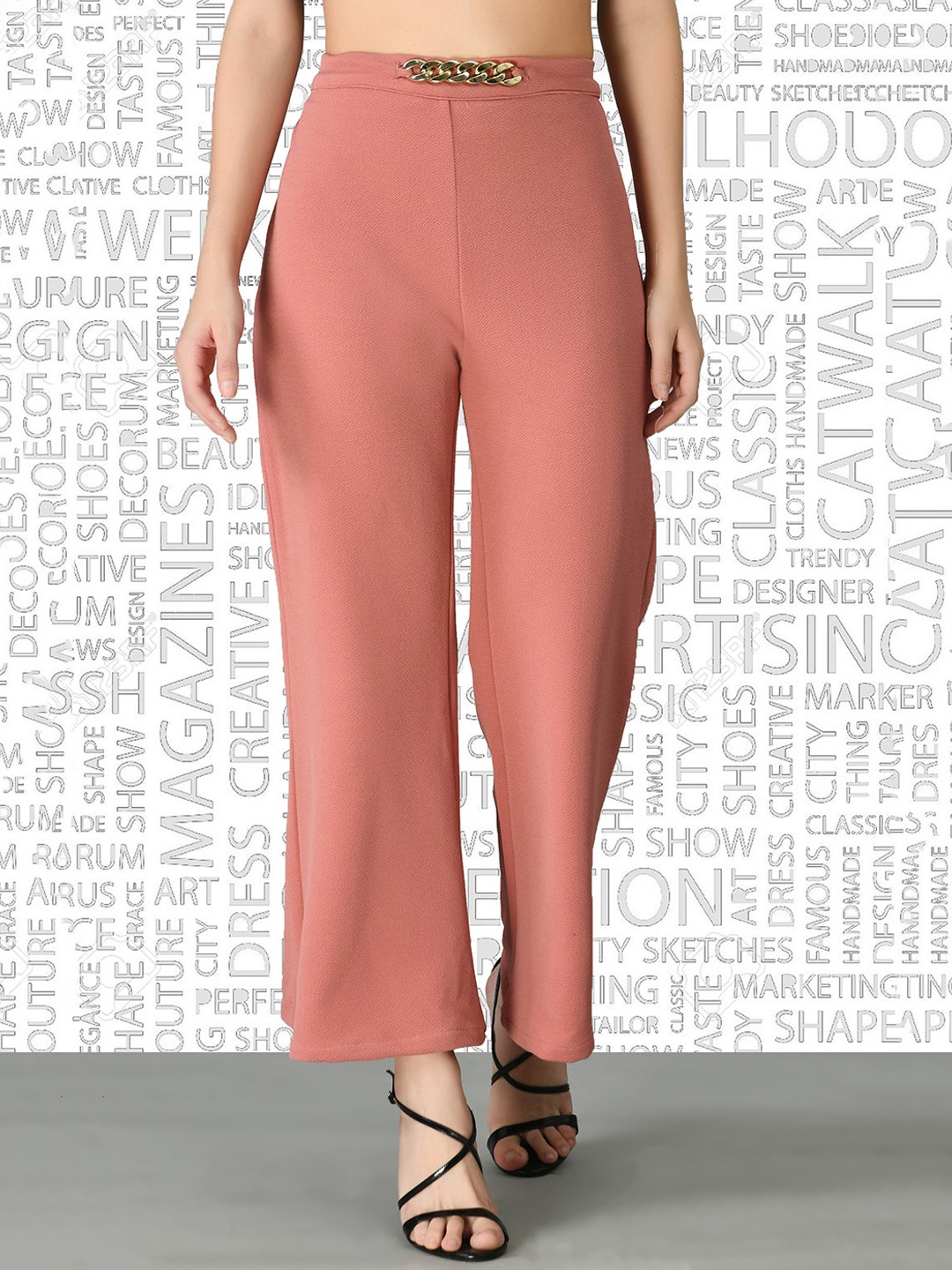 

IUGA Women Pink Relaxed Straight Leg Trousers