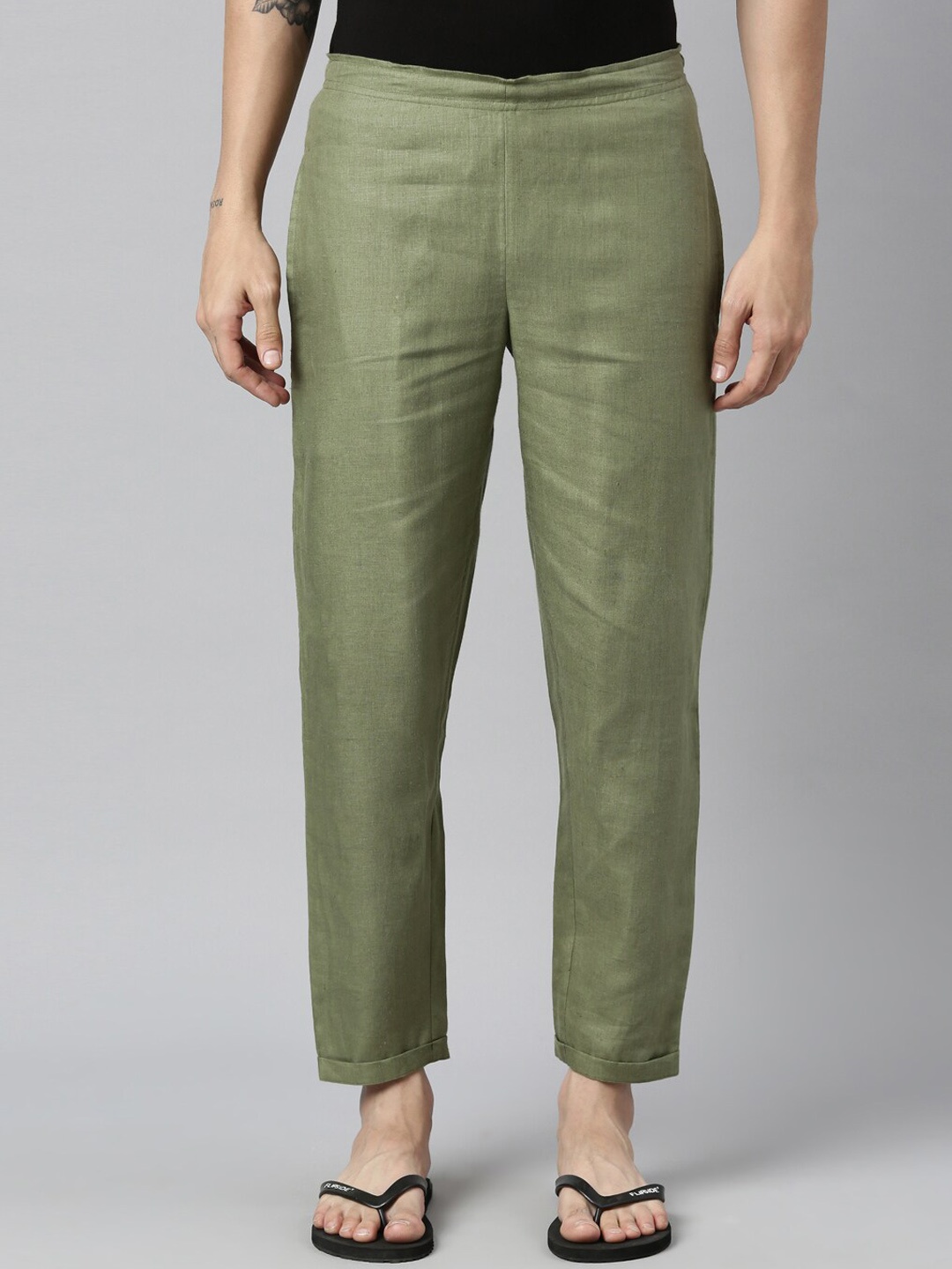 

Ecentric Men Solid Sustainable Hemp Lounge Pant, Olive