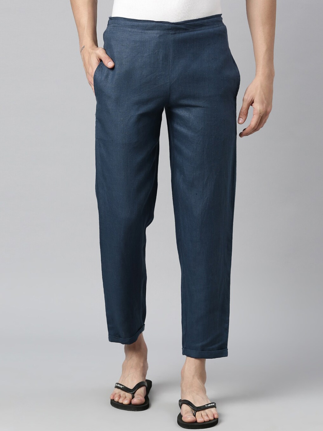 

Ecentric Men Solid Sustainable Hemp Lounge Pants, Navy blue