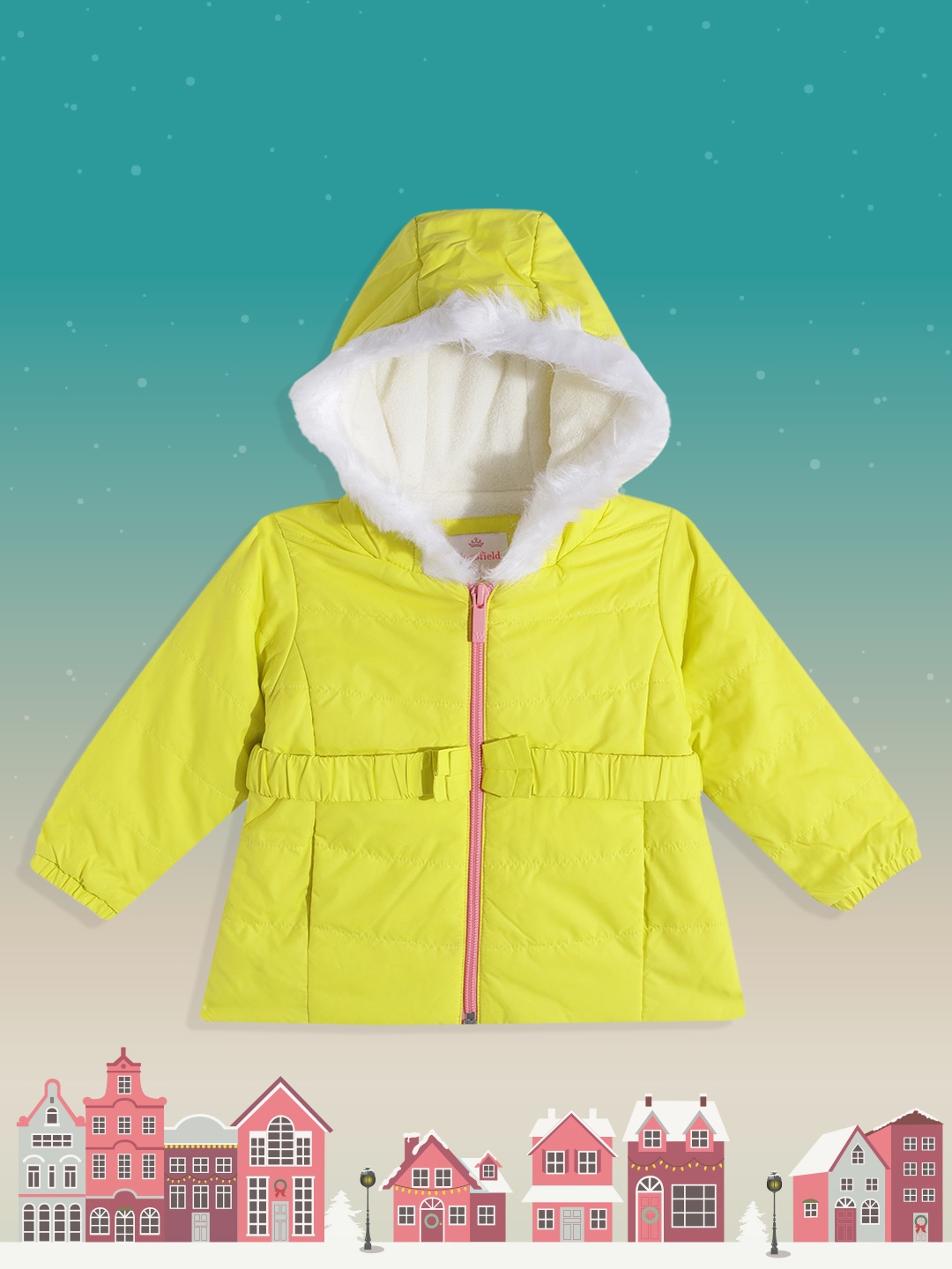 

Wingsfield Girls Yellow Solid Parka Jacket