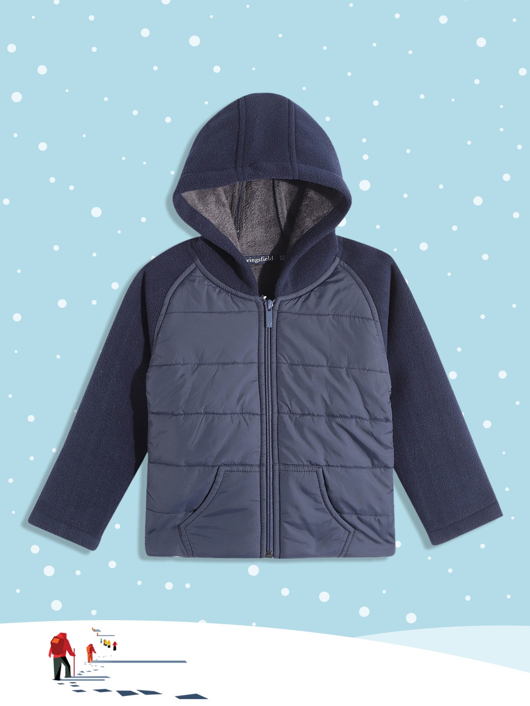 

Wingsfield Boys Navy Blue Solid Padded Jacket