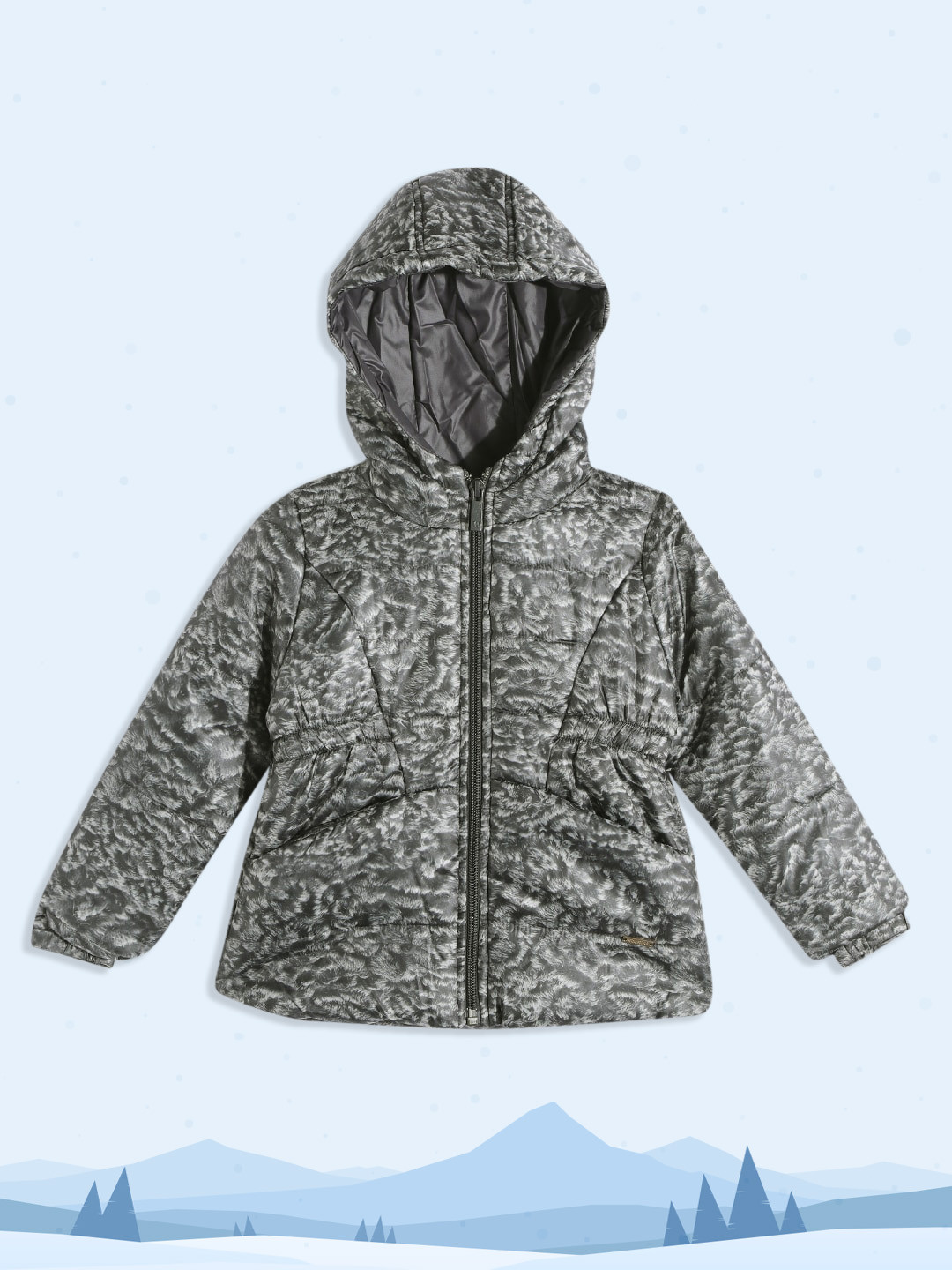 

Wingsfield Girls Charcoal Grey Printed Padded Jacket