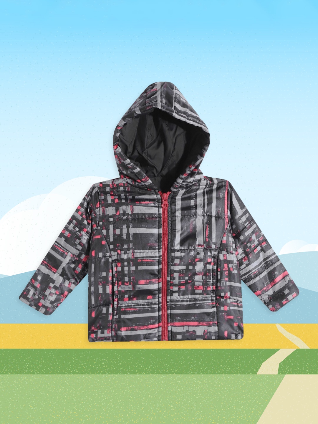 

Wingsfield Girls Black & Grey Printed Padded Jacket