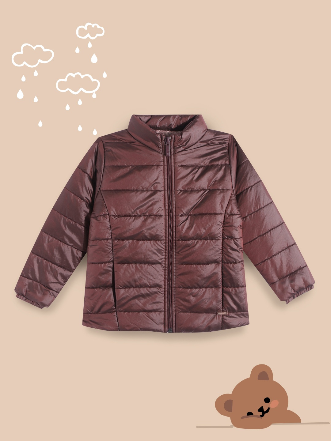 

Wingsfield Girls Burgundy Solid Padded Jacket