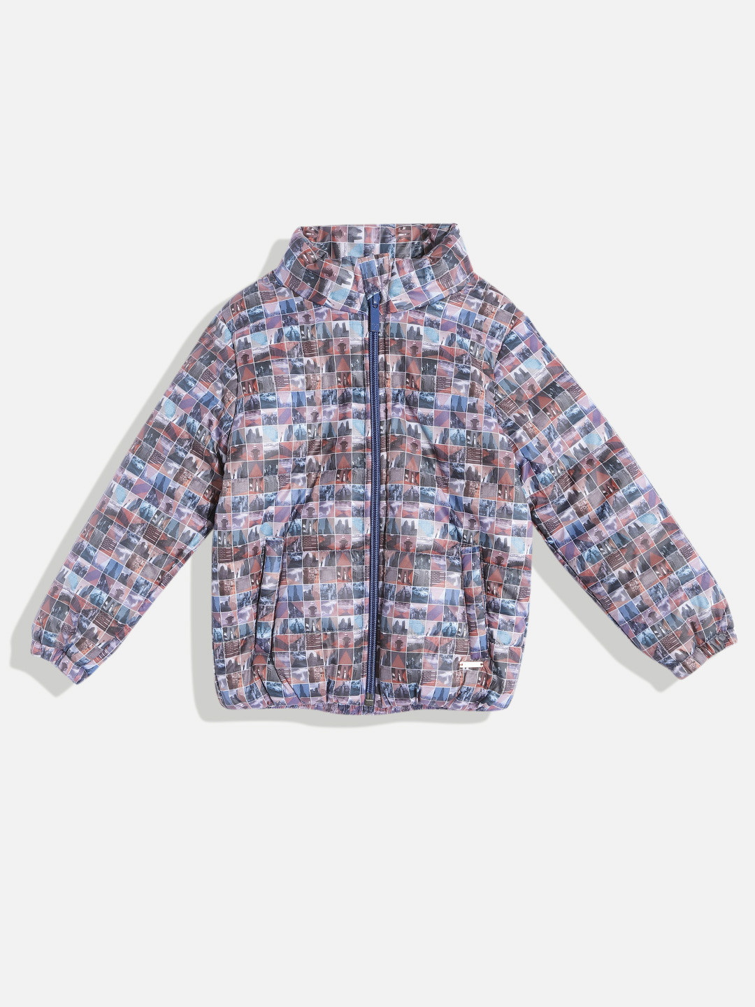 

Wingsfield Girls Blue & Black Graphic Print Padded Jacket