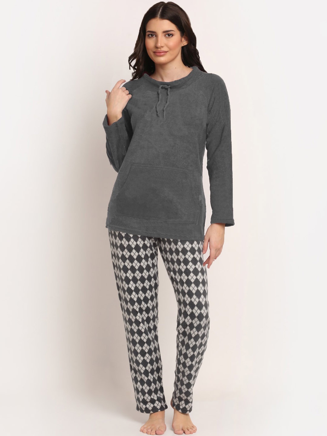 

Kanvin Women Charcoal & White Night suit