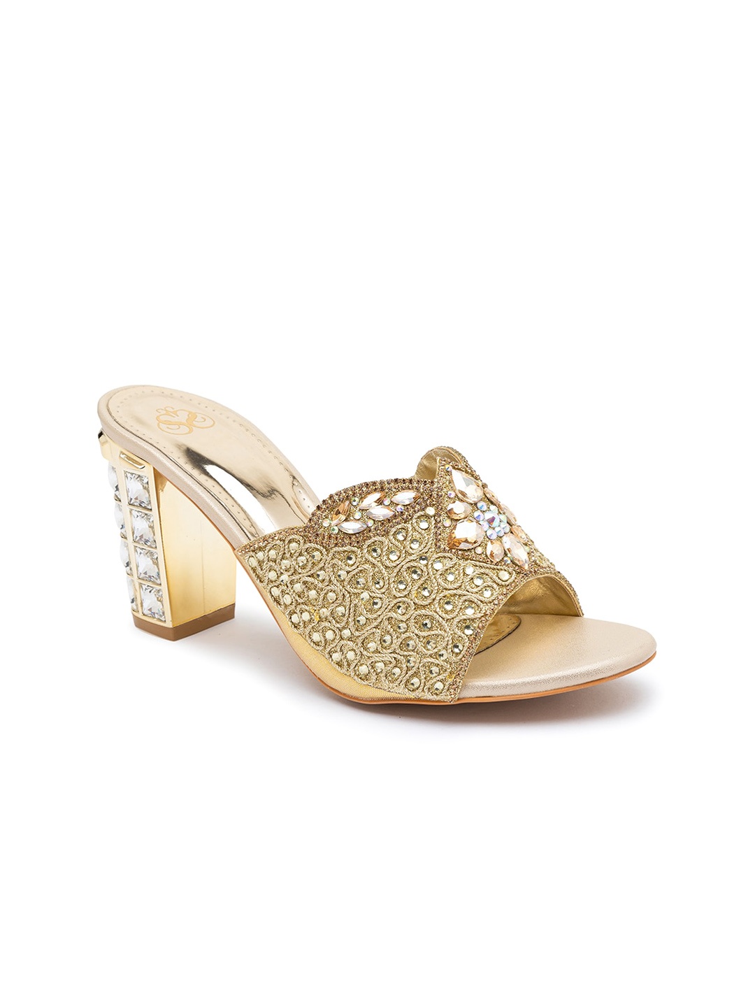 

Sole To Soul Gold-Toned Party Block Peep Toes