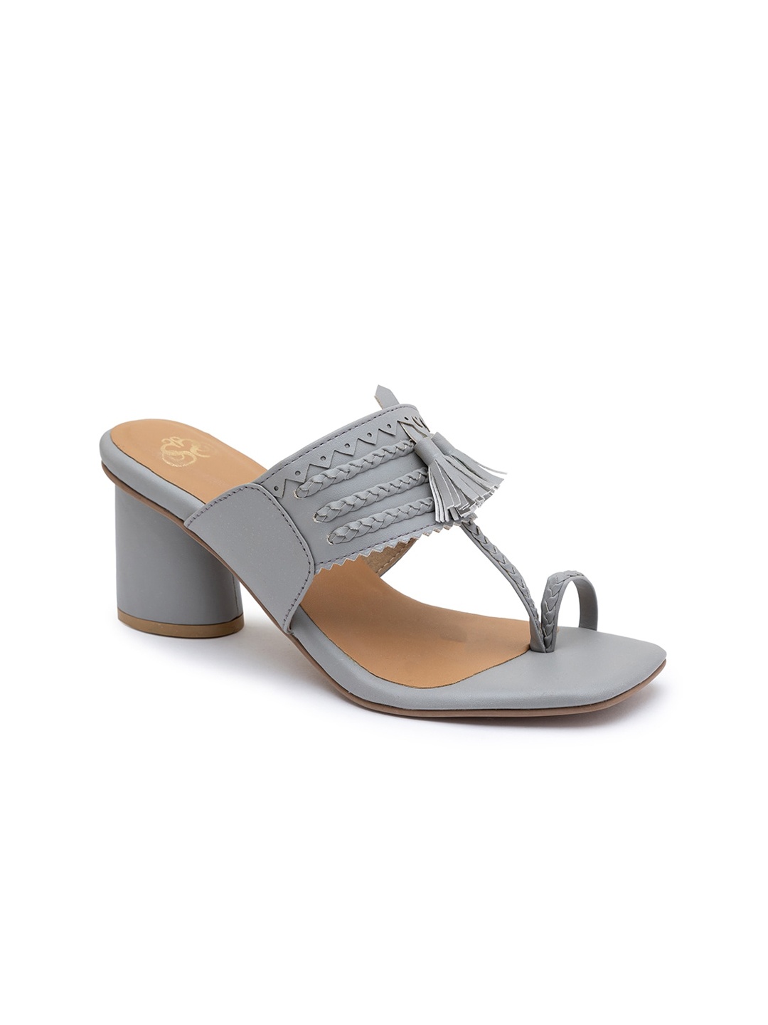 

Sole To Soul Grey Block Sandals with Tassels
