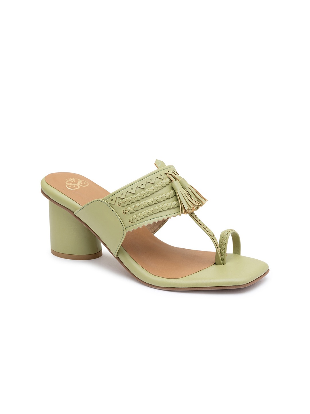 

Sole To Soul Green Block Sandals with Tassels