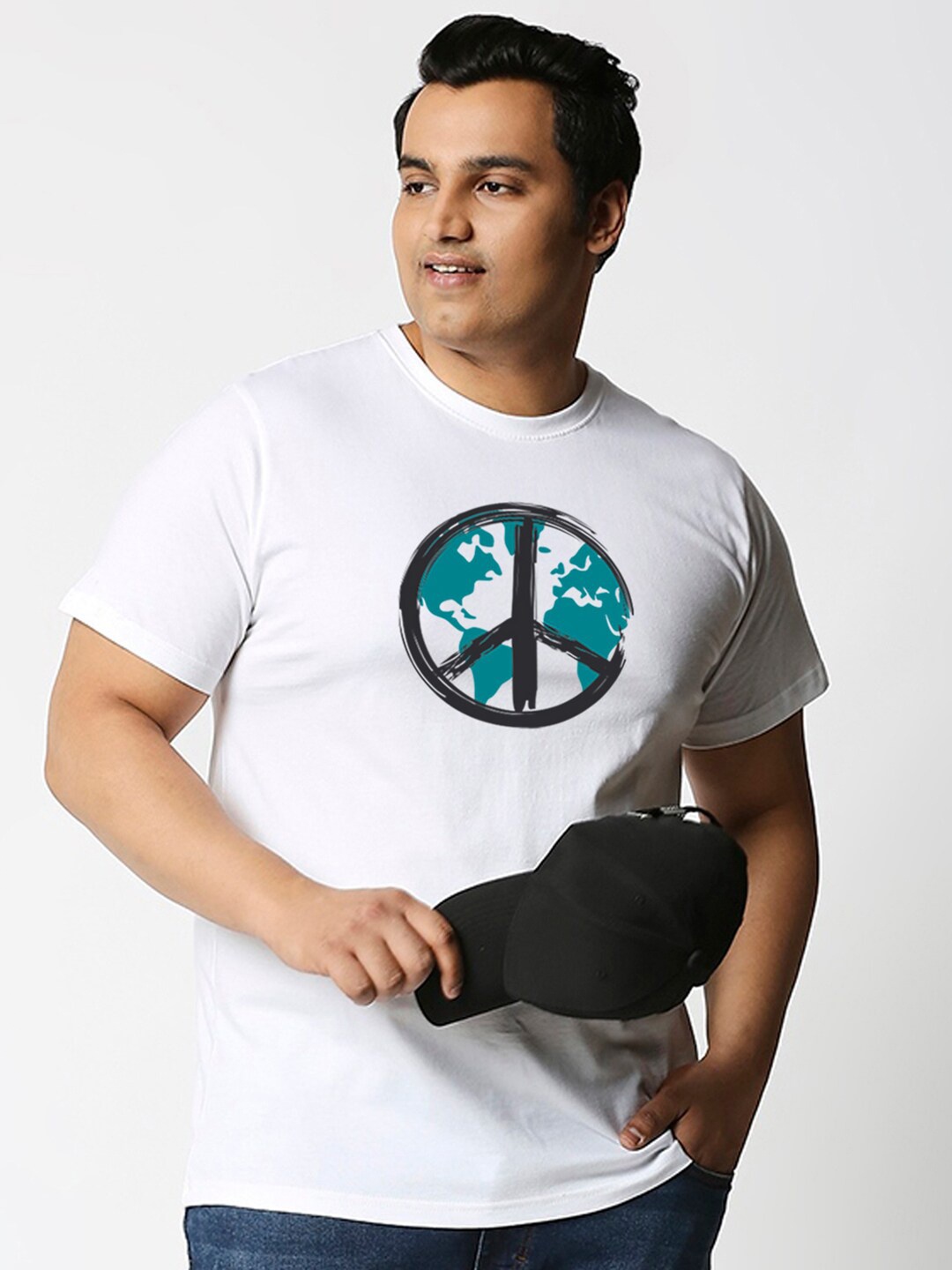 

Bewakoof Plus Men Plus Size White Printed T-shirt